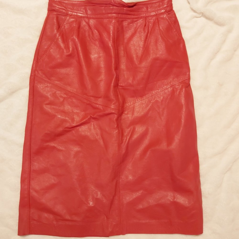 Vintage Leather Pencil Skirt
